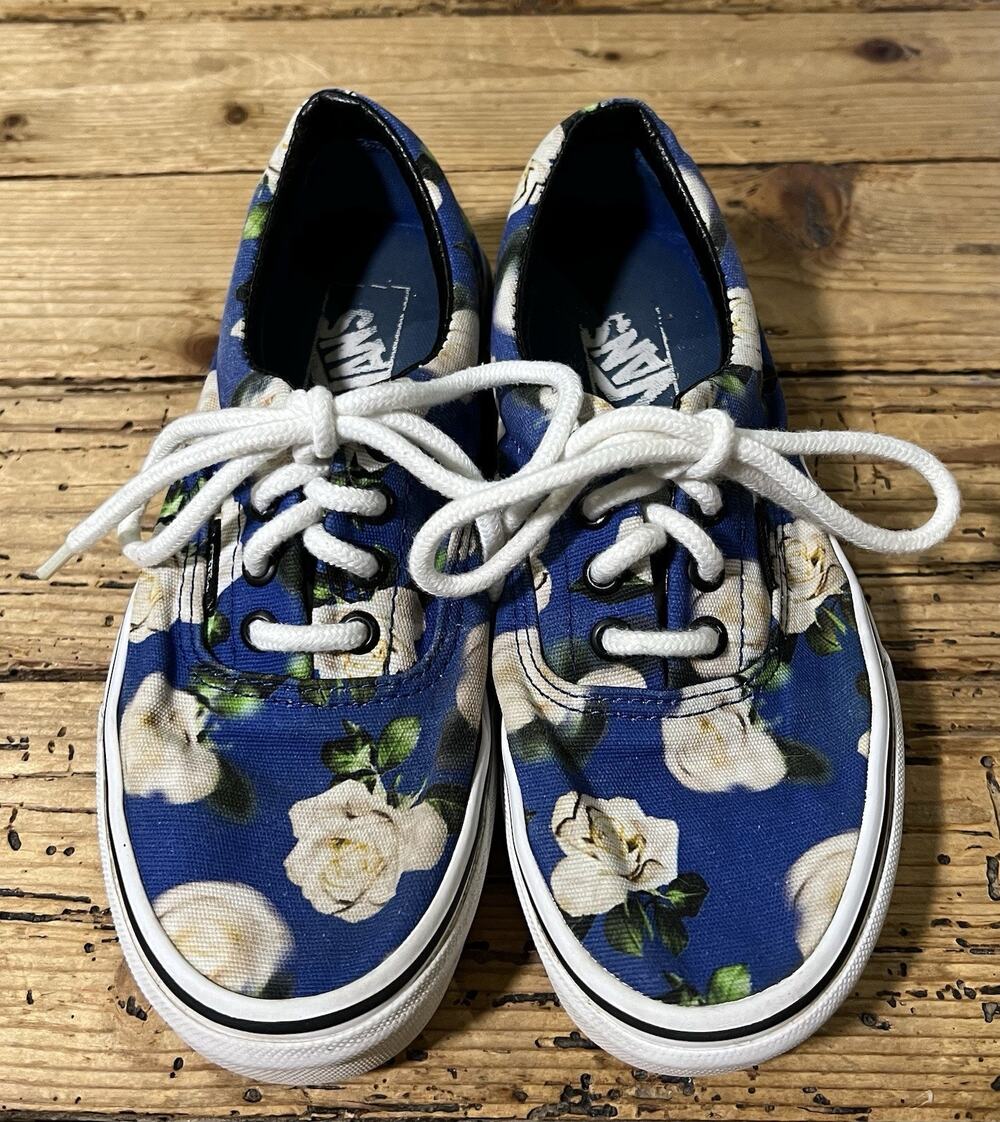 Vans Romantic Floral Lapis Blue Low Top Skate Shoes Men's 5.5 Women's Size 7